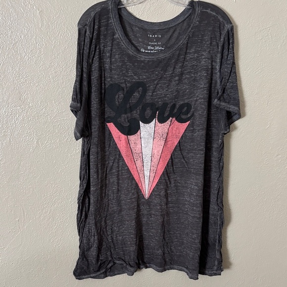 Torrid Women’s Plus Size LOVE Thin Classic Short Sleeve T-Shirt Gray 3X - Picture 1 of 5